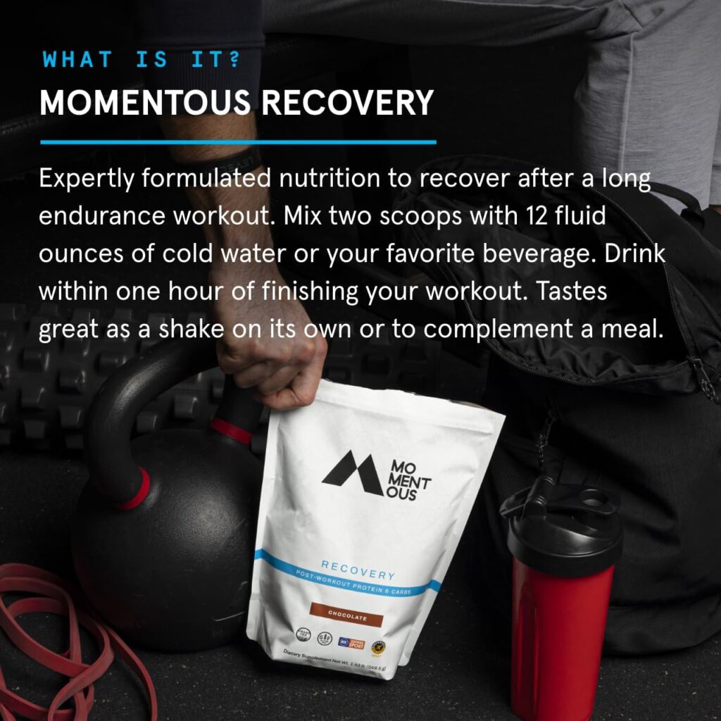 Momentous Recovery Grass-Fed Whey Protein Isolate, Post-Workout Protein Powder, 15 Servings, Gluten-Free, NSF Certified (Chocolate)