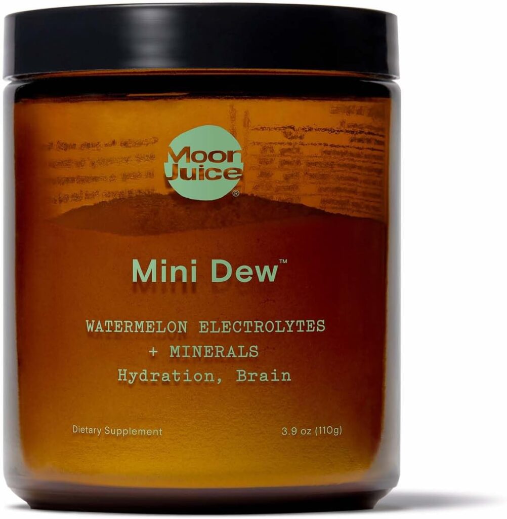 Moon Juice Mini Dew Electrolyte Powder | Electrolyte Drink Mix + Trace Minerals Supplement for Hydration + Brain Function | Vegan, Keto | Sugar Free Watermelon Flavor | 30 Servings