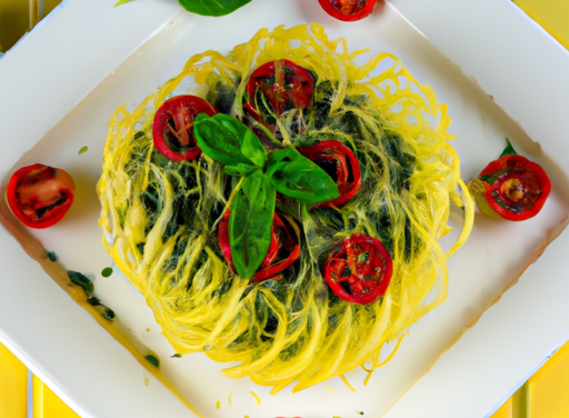 Spaghetti Squash With Pesto And Cherry Tomatoes