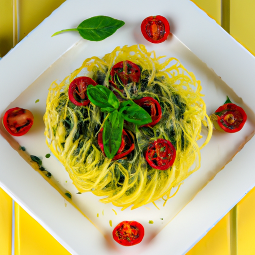 Spaghetti Squash With Pesto And Cherry Tomatoes