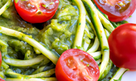 Zucchini Noodles With Pesto And Cherry Tomatoes