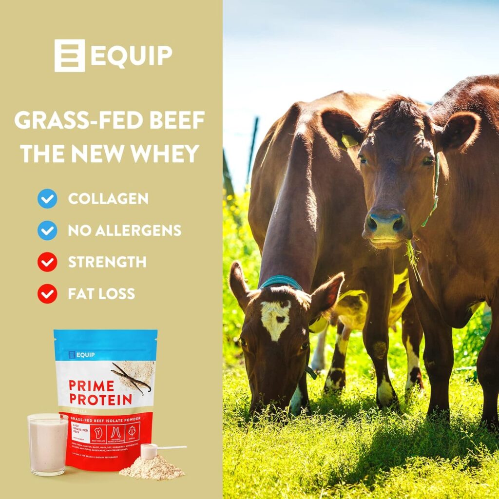 Equip Foods Prime Protein - Grass-Fed Beef Protein Powder Isolate -Paleo and Keto Friendly, Gluten Free Carnivore Protein Powder - Chocolate, 1.7 Pounds - Helps Build and Repair Tissue