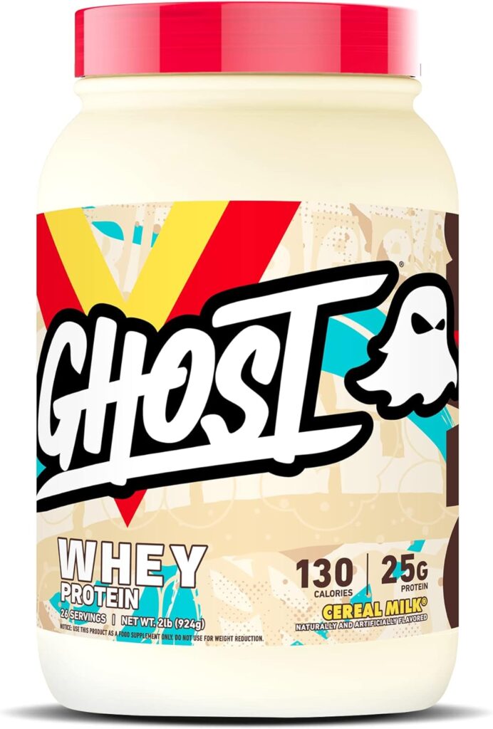 GHOST Whey Protein Powder, Cereal Milk - 2lb, 25g of Protein - Flavored Isolate, Concentrate  Hydrolyzed Whey Protein Blend - Post Workout Shakes - Soy  Gluten Free