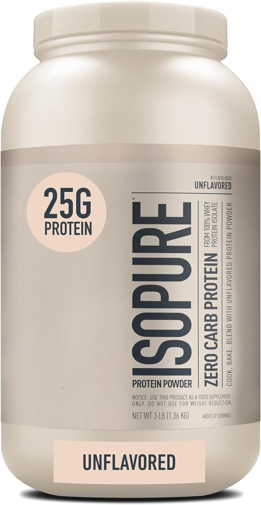 Isopure Unflavored Protein, 25g Whey Isolate, with Vitamin C  Zinc for Immune Support, Zero Carb  Keto Friendly, 47 Servings, 3 Pounds (Packaging May Vary)