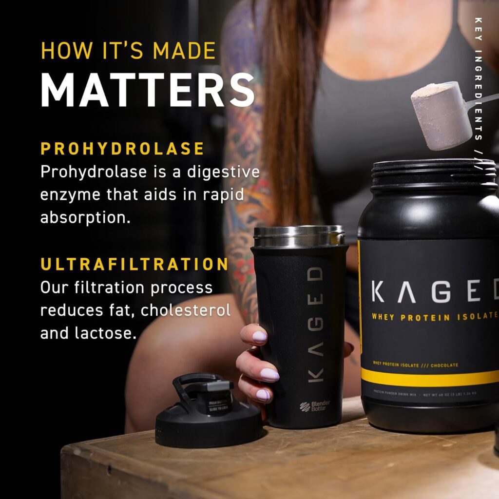 Kaged Whey Protein Powder: 100% Whey Protein Isolate for Post-Workout Recovery | Chocolate | 3lbs