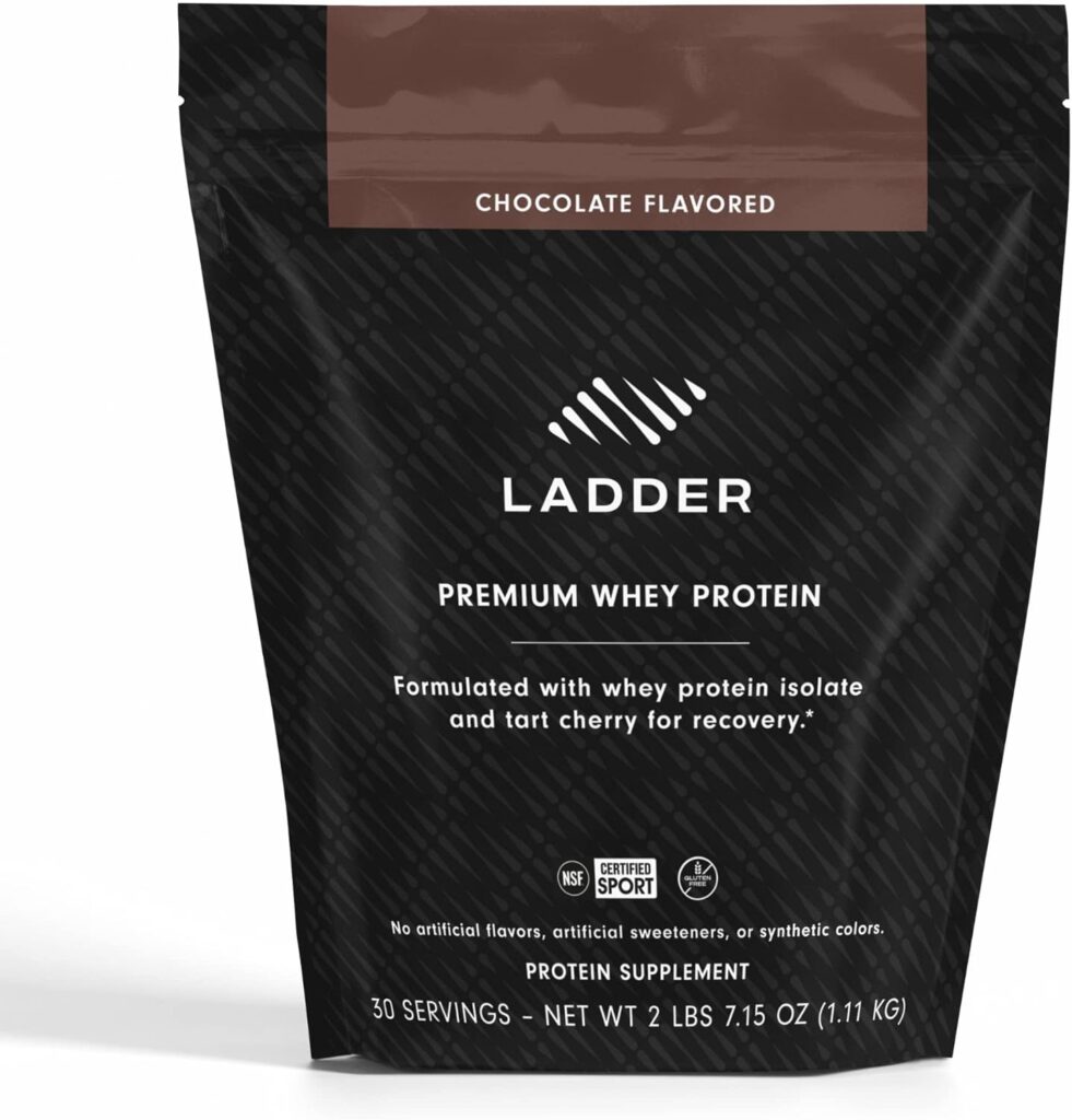 LADDER Whey Protein Powder, 26g Protein for Muscle Gain, 7g BCAAs, 14g EAAs, No Artificial Sweeteners, NSF Certified Supplements (Chocolate, 30 Serving Bag)