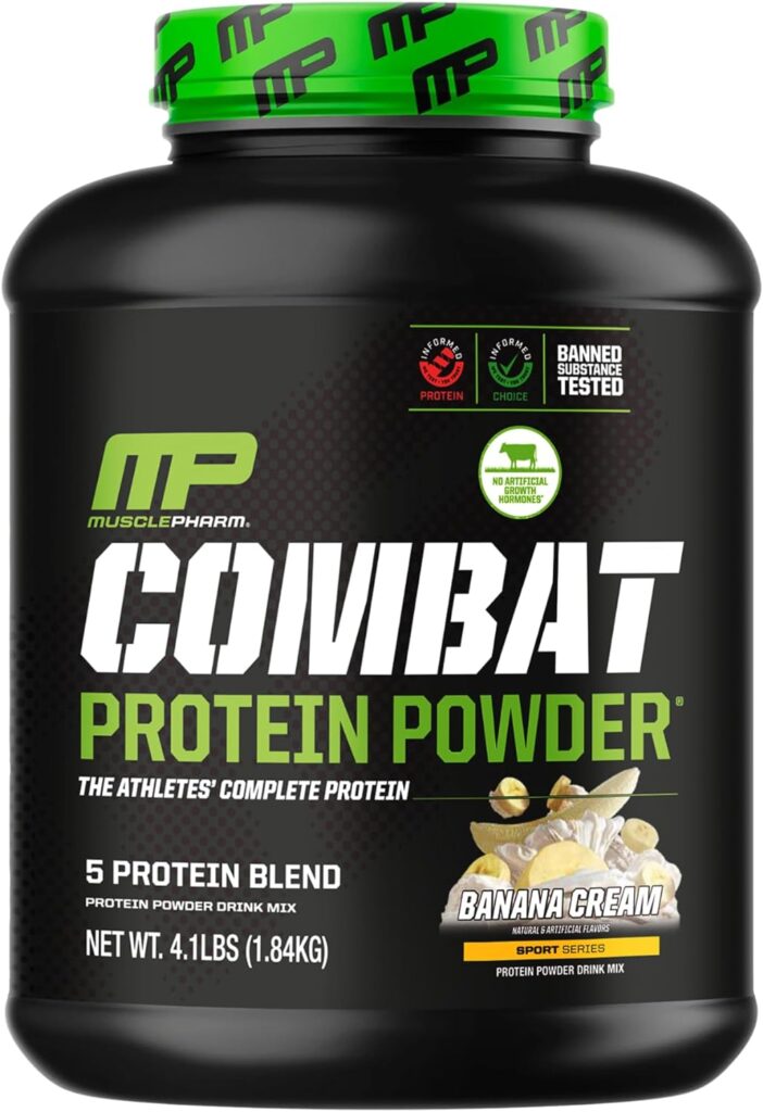 MusclePharm Combat Protein Powder, Cookies ‘N’ Cream - 4 lb - Gluten Free - 52 Servings