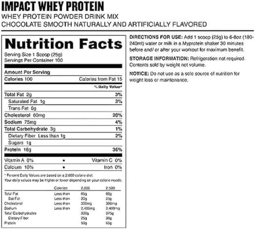 Myprotein® Impact Whey Protein Powder, Vanilla, 5.5 Lb (100 Servings)